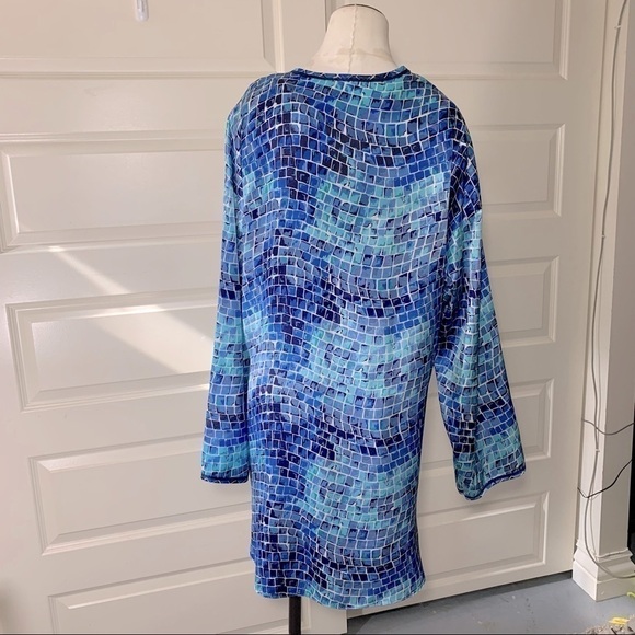 Victoria's Secret Blue Satin Chemise Lounge Wear Sz L Long Sleeves - Picture 4 of 8